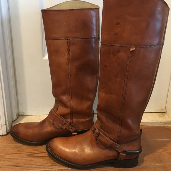 Frye Lindsay Spur Boots - Tan Colored Leather - 8M - Picture 4 of 7